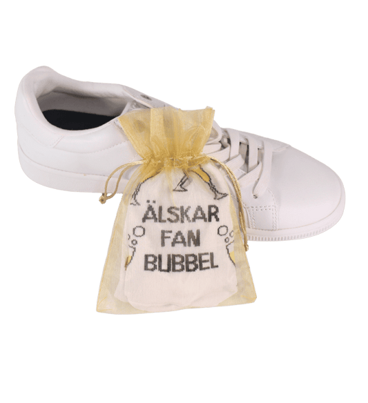 Guldpåse med ÄLSKAR FAN BUBBEL